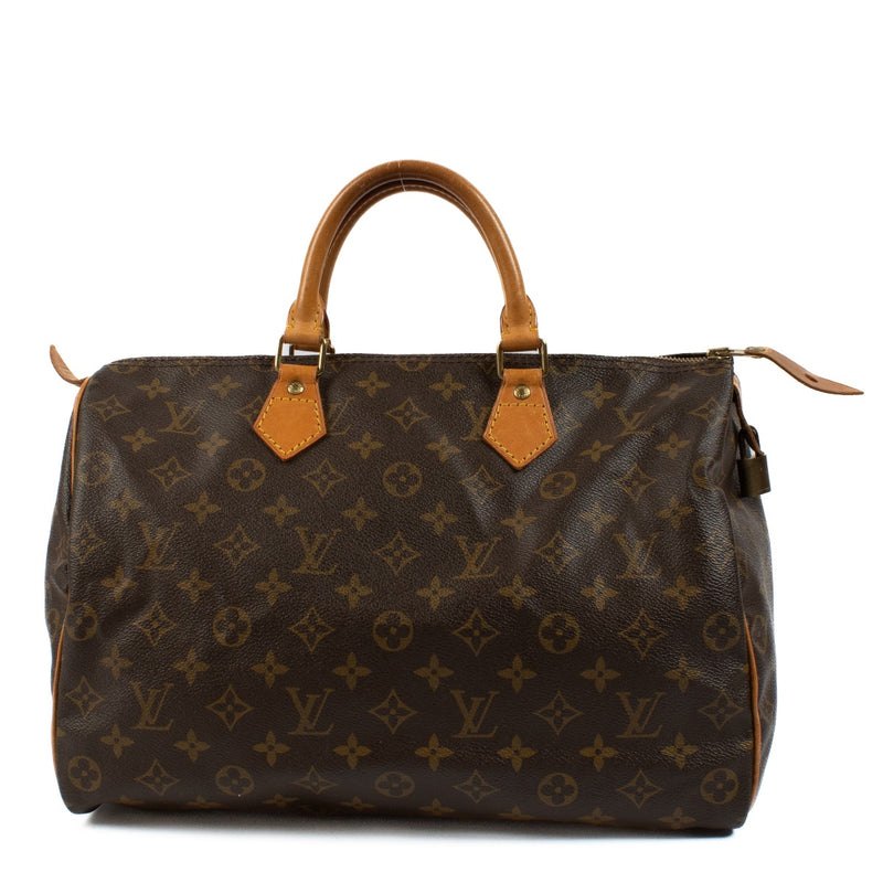 Shop safe online at Labellov in Antwerp, Brussels and Knokke this 100% authentic second hand Louis Vuitton Monogram Canvas Speedy 35. Veilig online tweedehands authentieke Louis Vuitton Monogram Canvas Speedy 35 kopen bij Labellov.