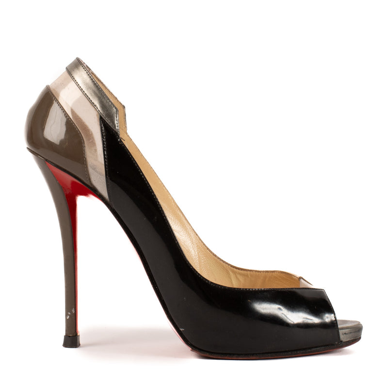 *fake* Christian Louboutin Tricolor Leather & PVC Technicatina Heels - Size 39 1/2