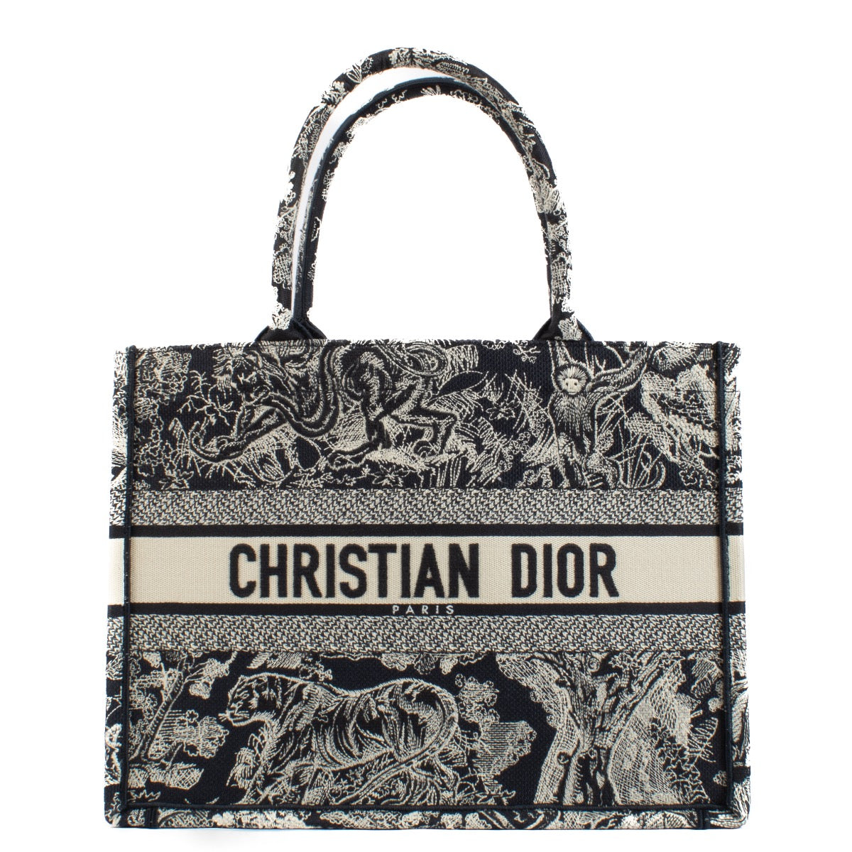 Shop safe online at Labellov in Antwerp, Brussels and Knokke this 100% authentic second hand designer Christian Dior Blue Toile de Jouy Reverse Medium Book Tote