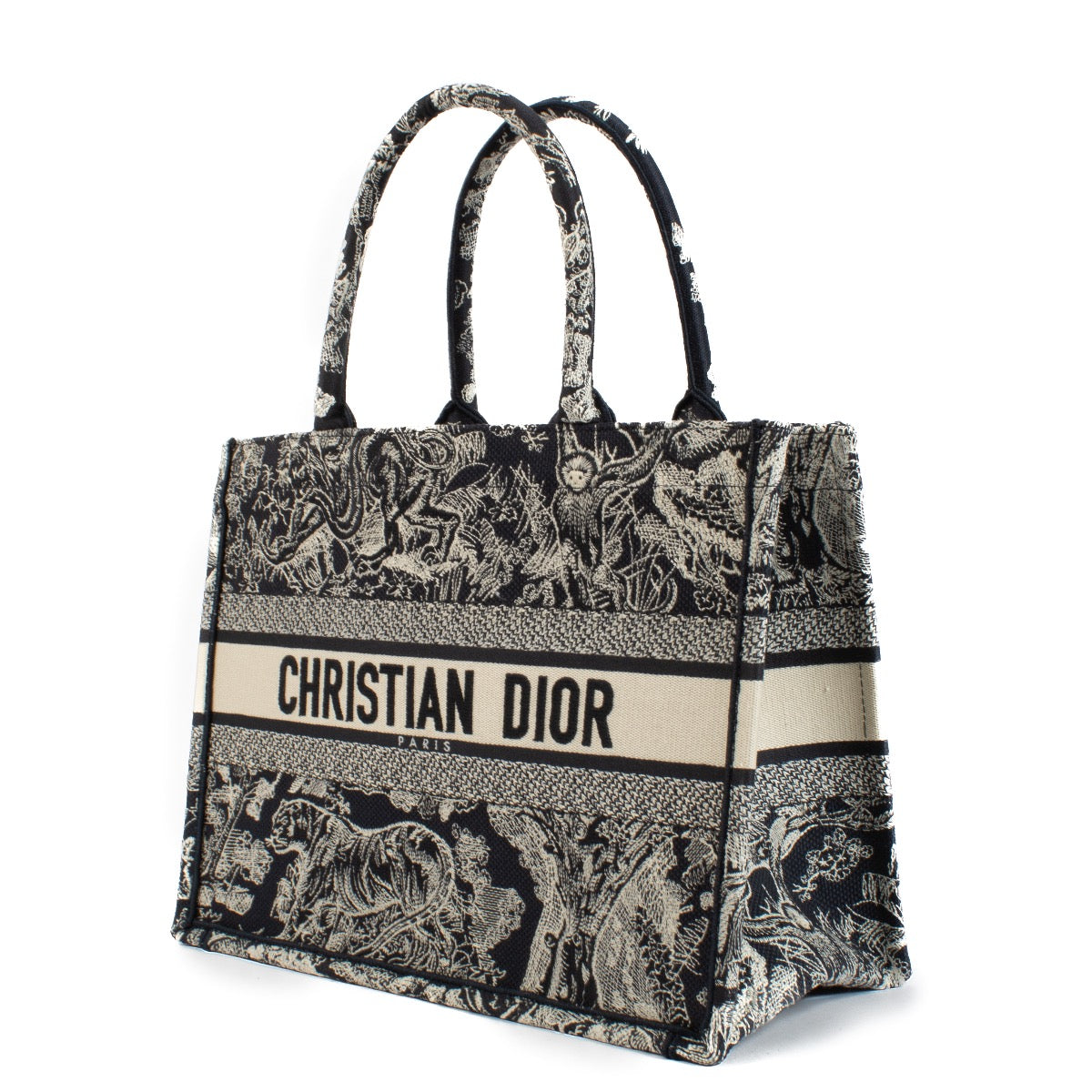 Shop safe online at Labellov in Antwerp, Brussels and Knokke this 100% authentic second hand designer Christian Dior Blue Toile de Jouy Reverse Medium Book Tote