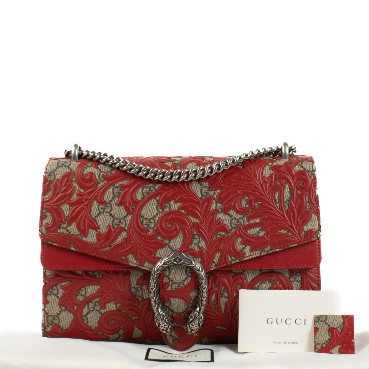 Gucci Red Arabesque GG Dionysus Medium Bag aan de beste prijs bij Labellov tweedehands luxe in Antwerpen en Knokke