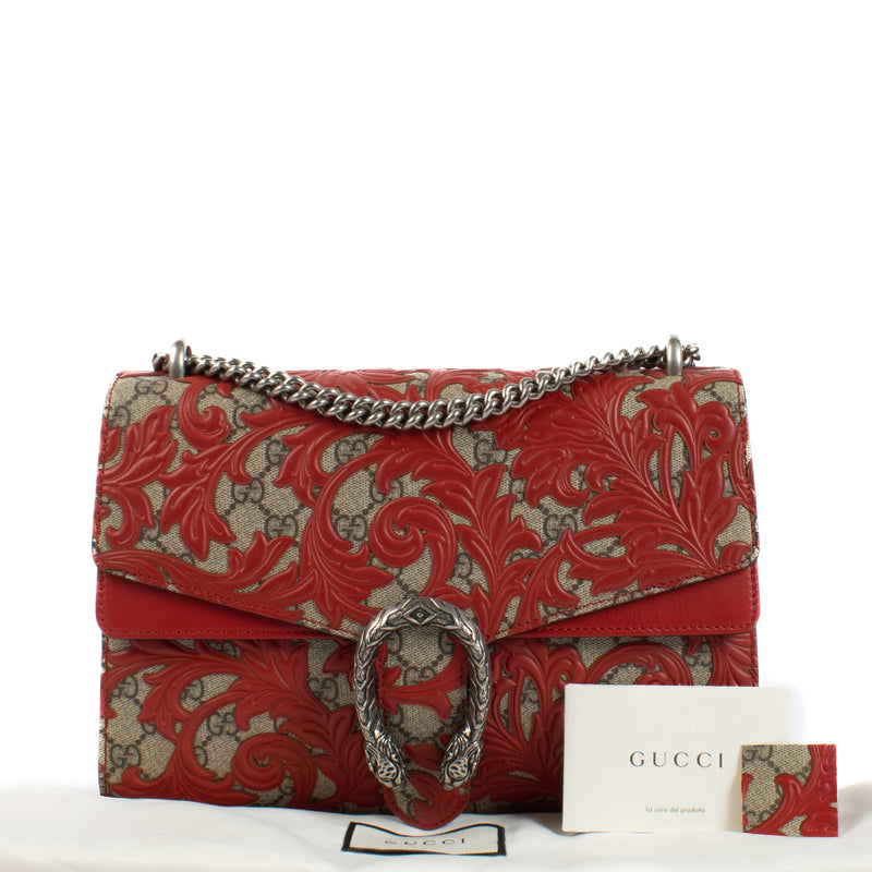 Gucci Red Arabesque GG Dionysus Medium Bag aan de beste prijs bij Labellov tweedehands luxe in Antwerpen en Knokke