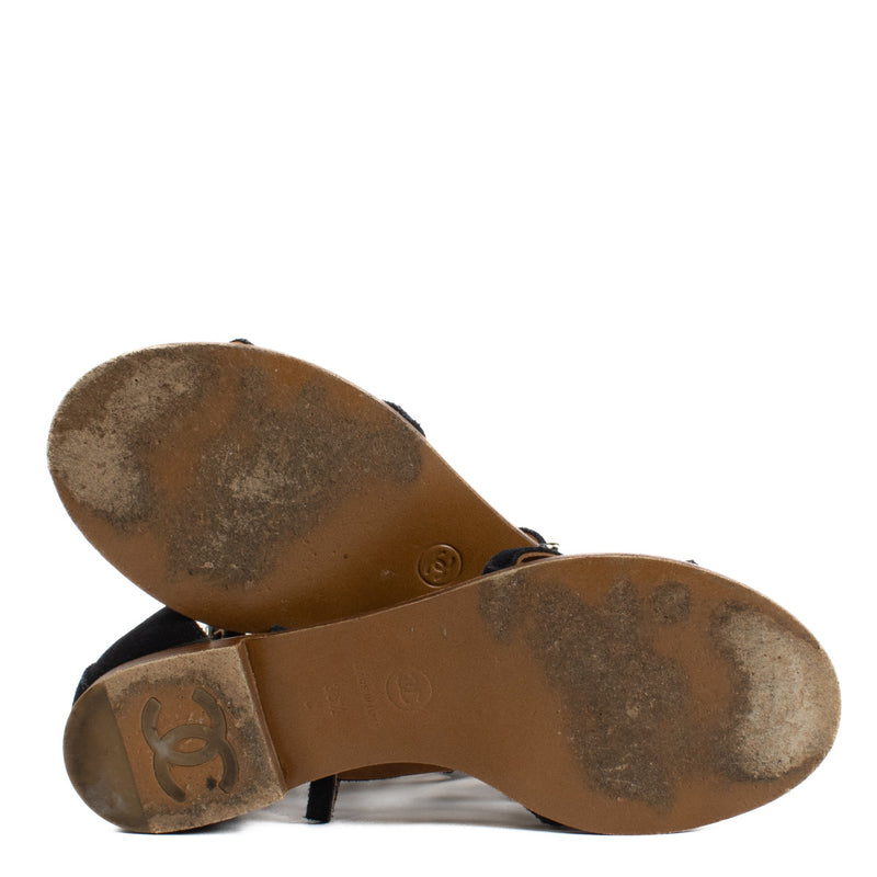 Chanel Blue Suede Gladiator Sandals - size 36.5