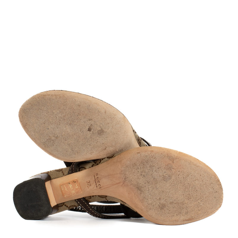 Gucci GG Canvas Horsebit Sandals - size 37