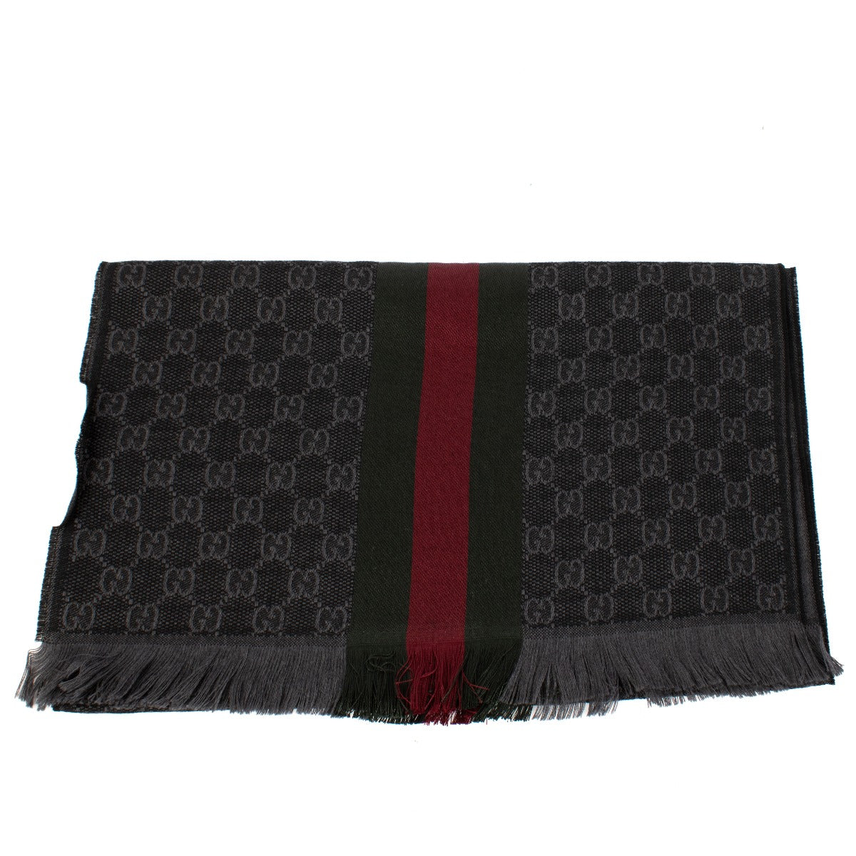 Gucci Gray GG Jacquard Wool/Silk Scarf