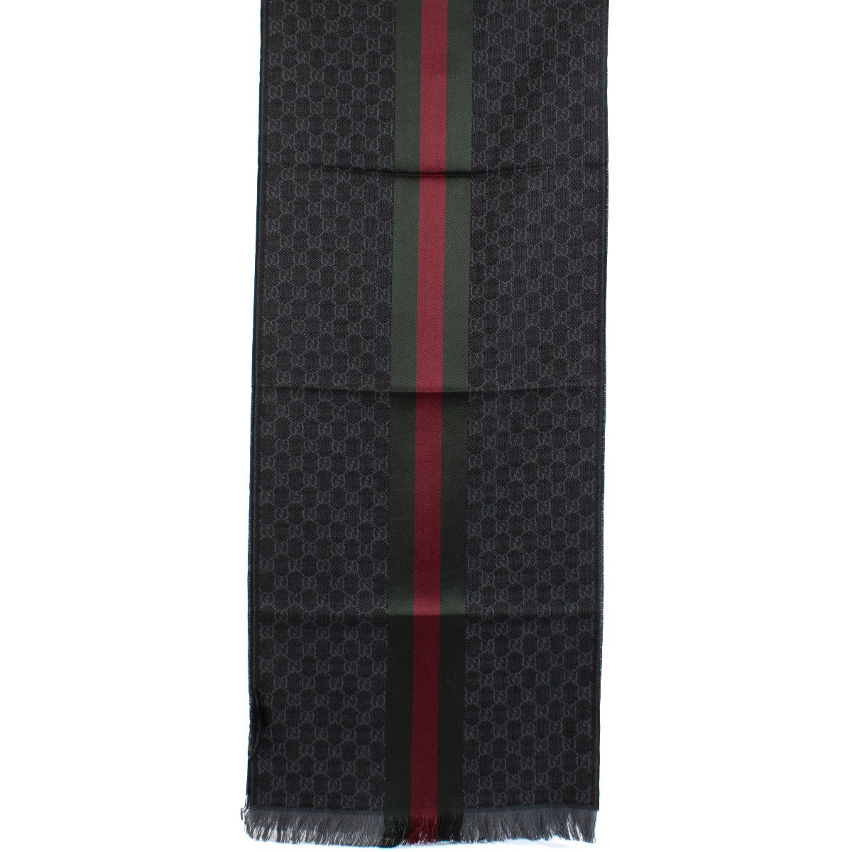 Gucci Gray GG Jacquard Wool/Silk Scarf
