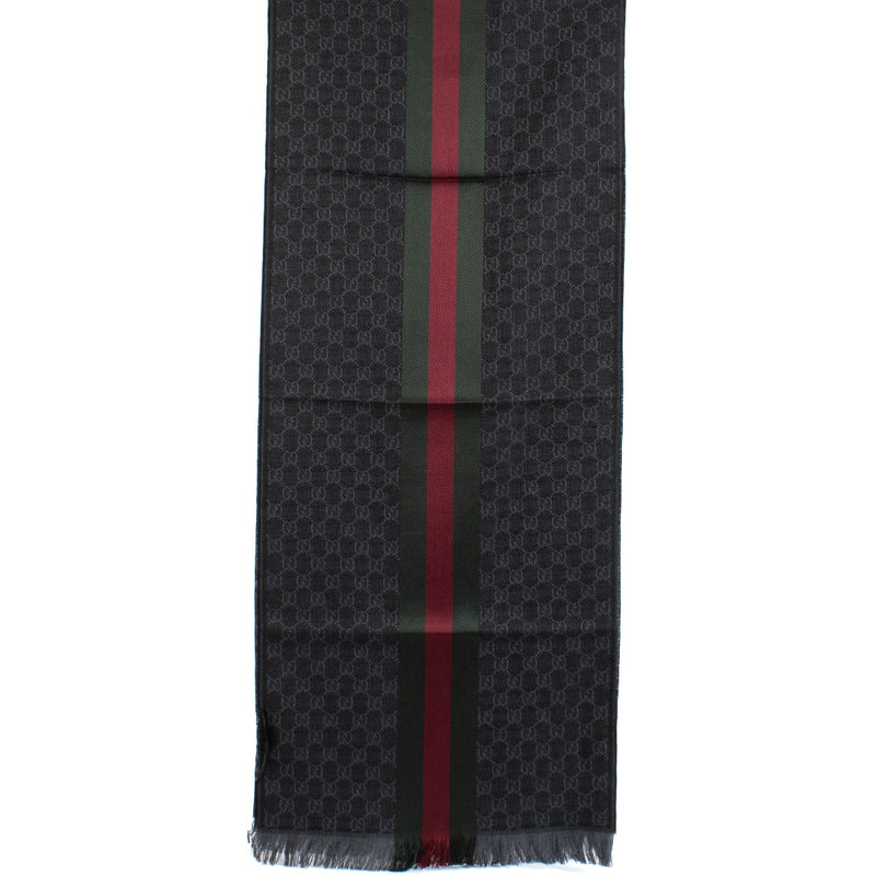 Gucci Gray GG Jacquard Wool/Silk Scarf