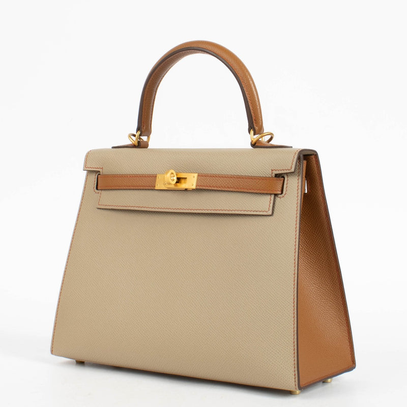 Hermès HSS Kelly 25 Gold/Gris Tourterelle Epsom BGHW