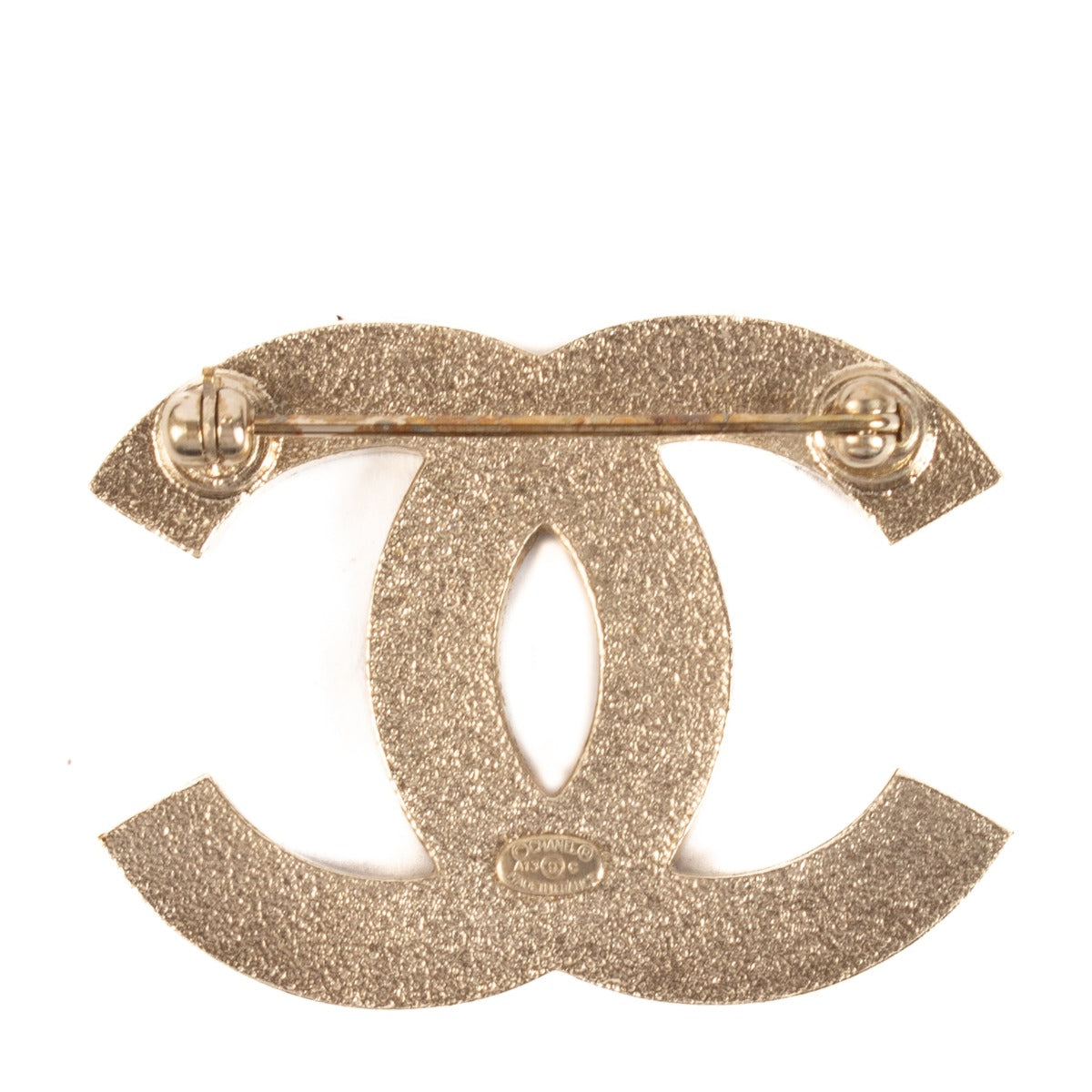 Chanel A13 Pink/Cream Striped CC Brooch