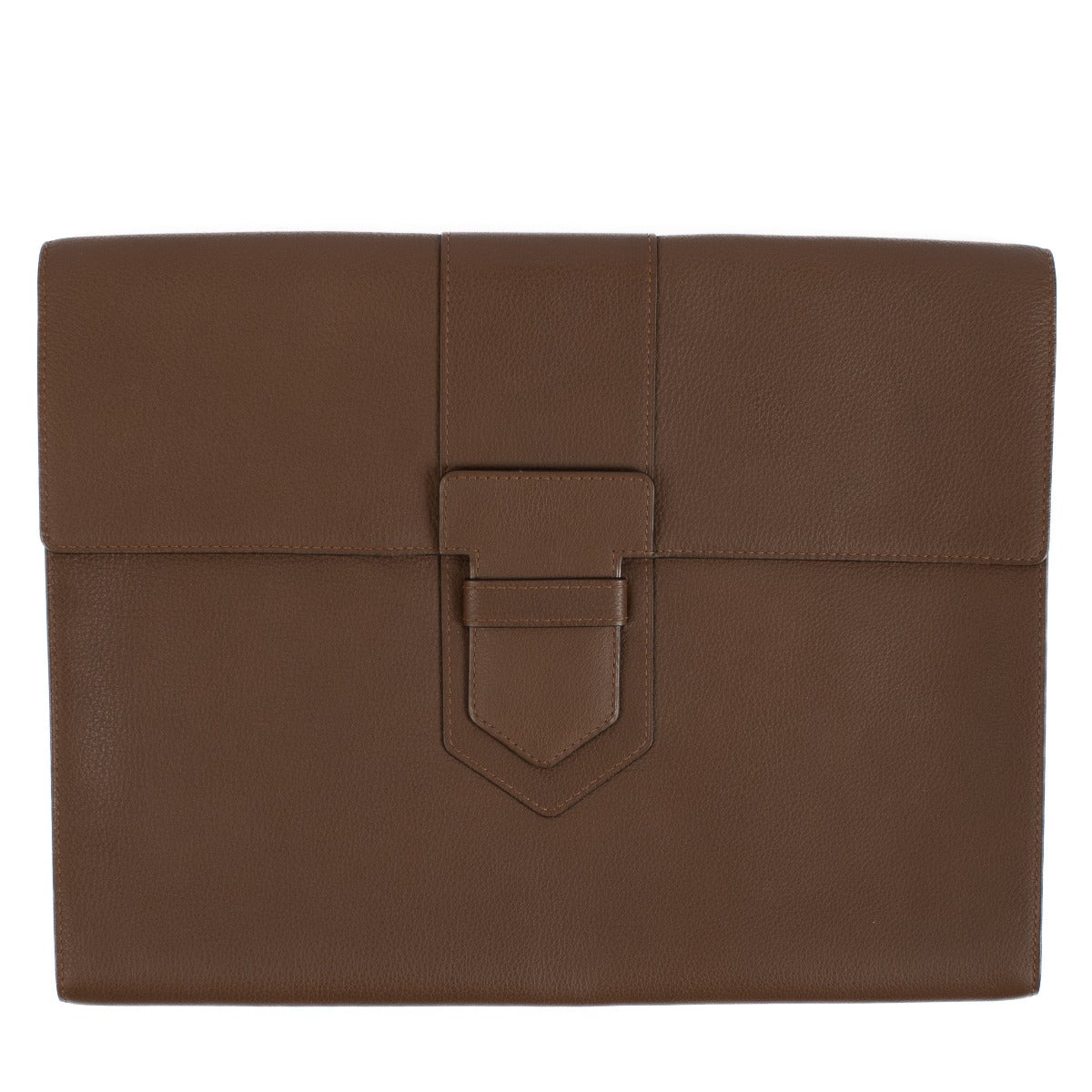 Delvaux Brown Taurillon Crispé Presse A4 Clutch