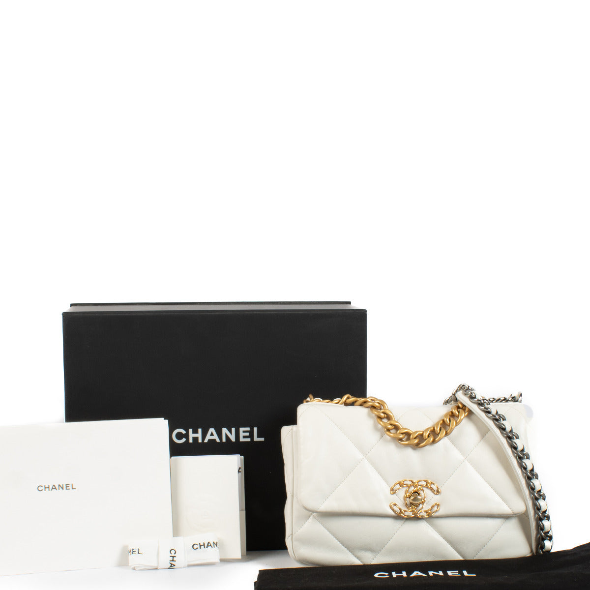 Chanel 19 Small White Crossbody Flap Bag