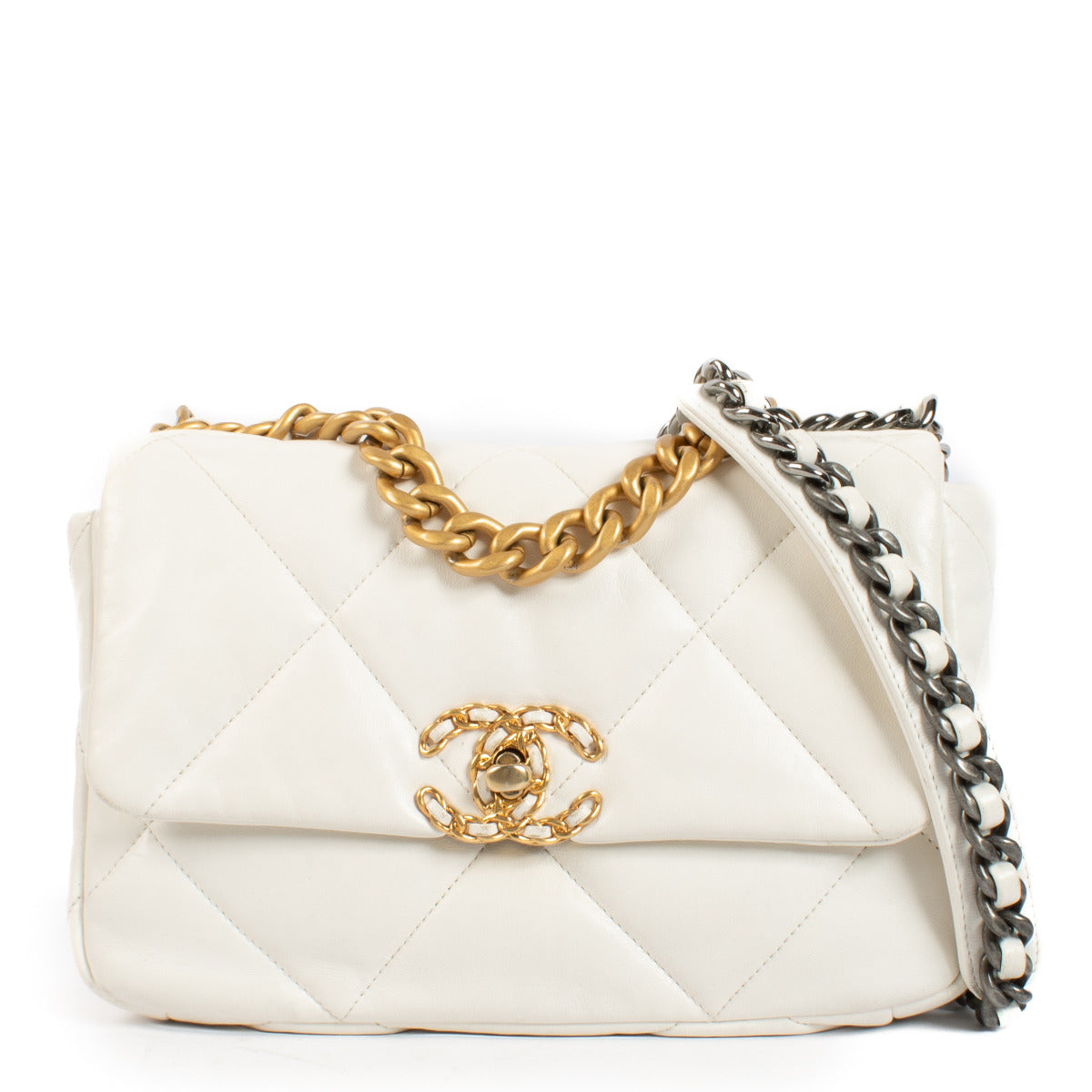 Chanel 19 Small White Crossbody Flap Bag