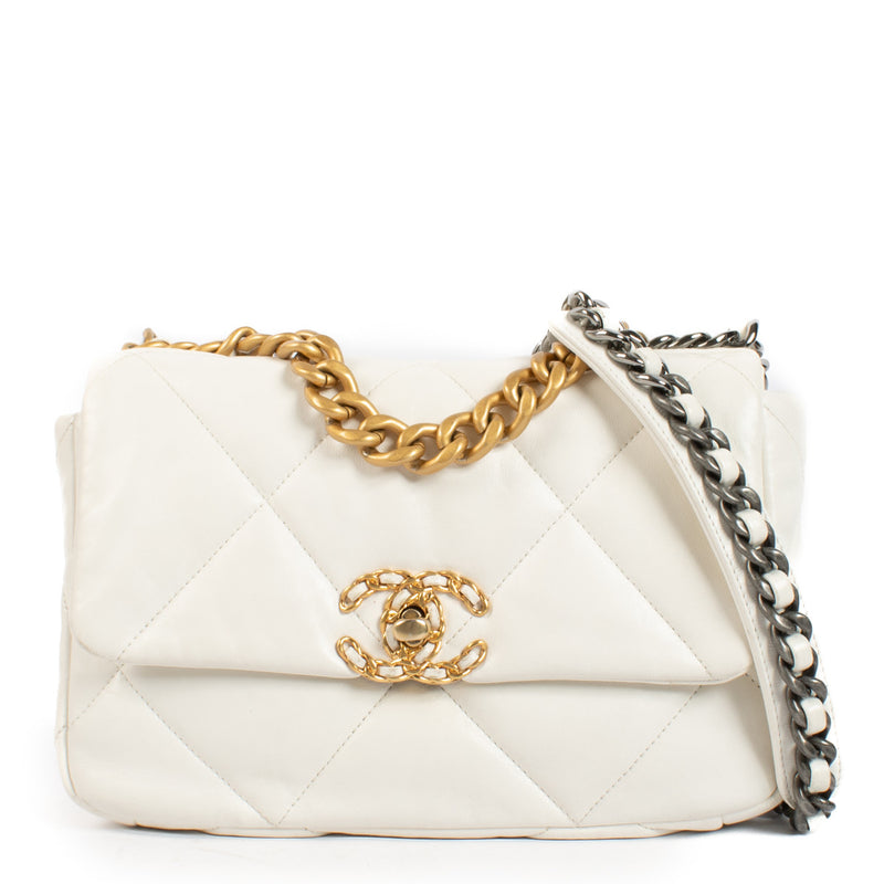 Chanel 19 Small White Crossbody Flap Bag