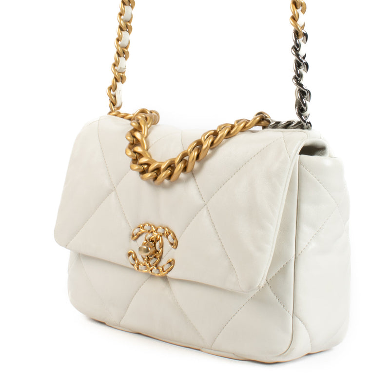 Chanel 19 Small White Crossbody Flap Bag