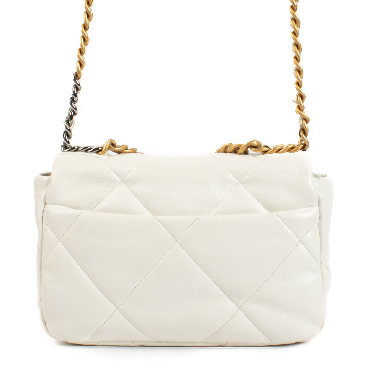 Chanel White Lambskin Medium Chanel 19 Flap Bag