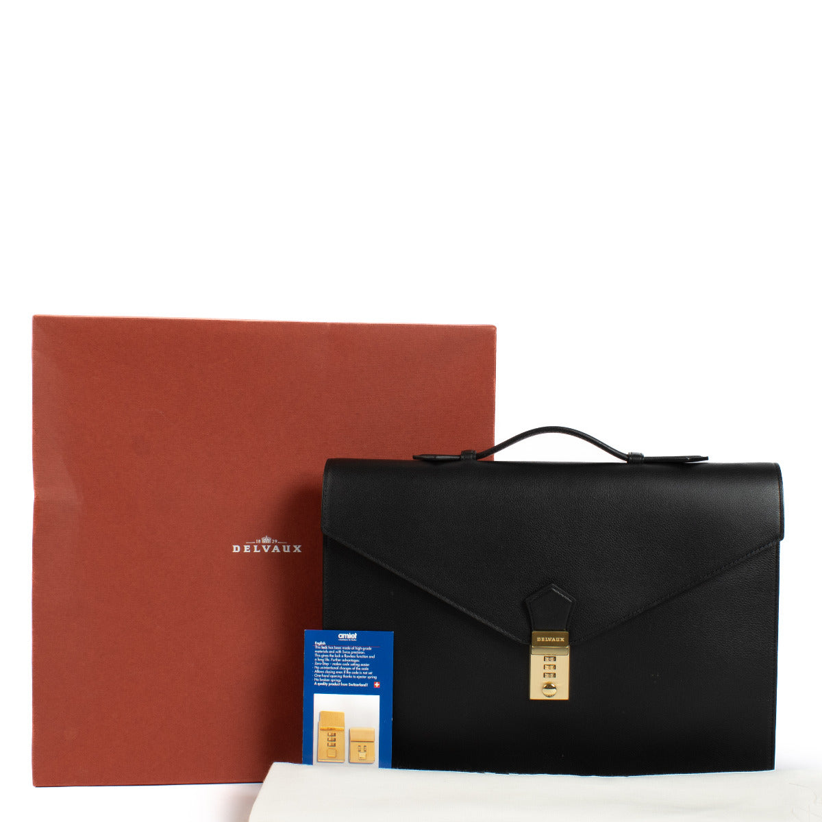 Delvaux Black Leather Consulat Briefcase