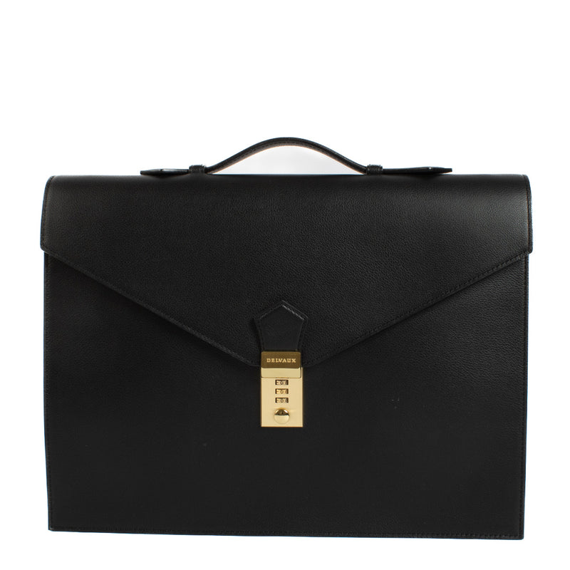 Delvaux Black Leather Consulat Briefcase