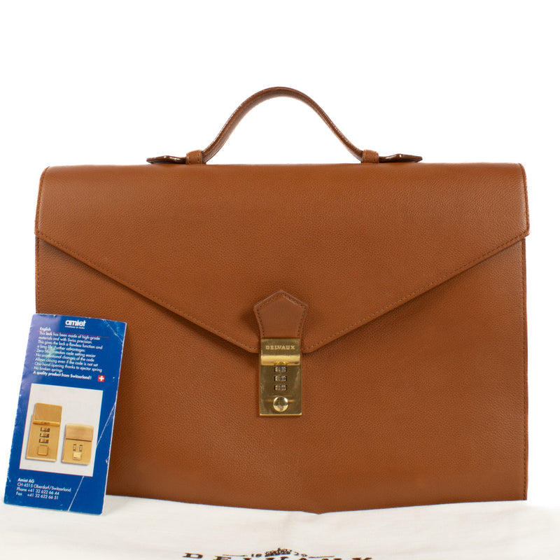 Delvaux Camel Leather Consulat Briefcase