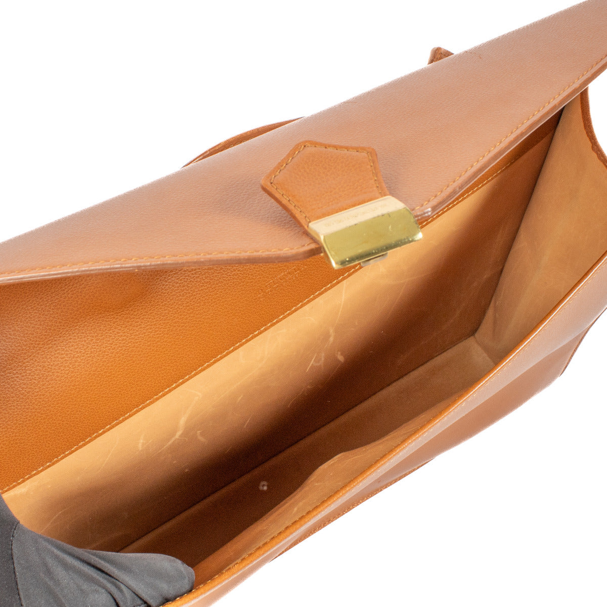 Porte-documents Consulat Delvaux en cuir camel