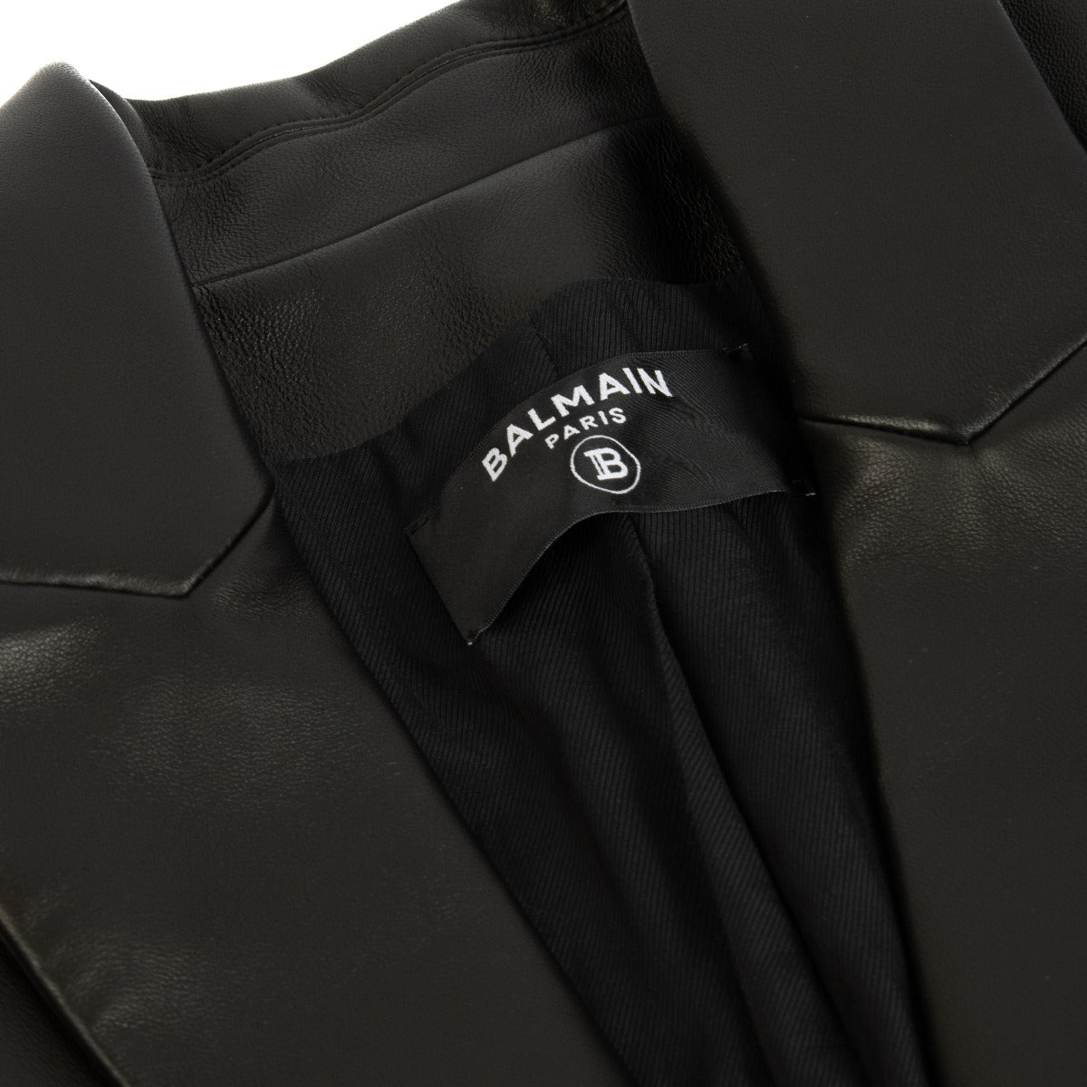 Balmain Black Leather Blazer - Size FR44
