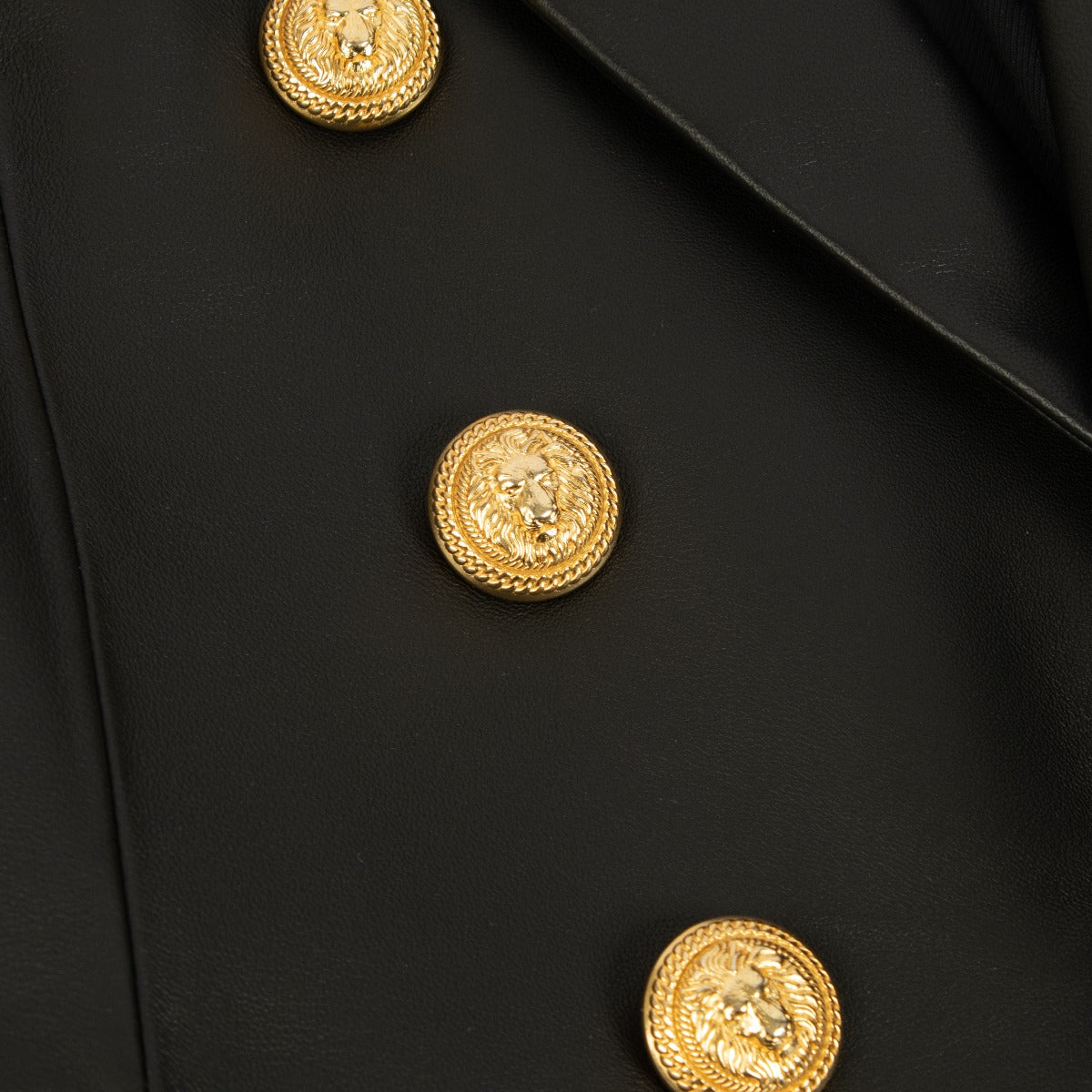Balmain Black Leather Blazer - Size FR44