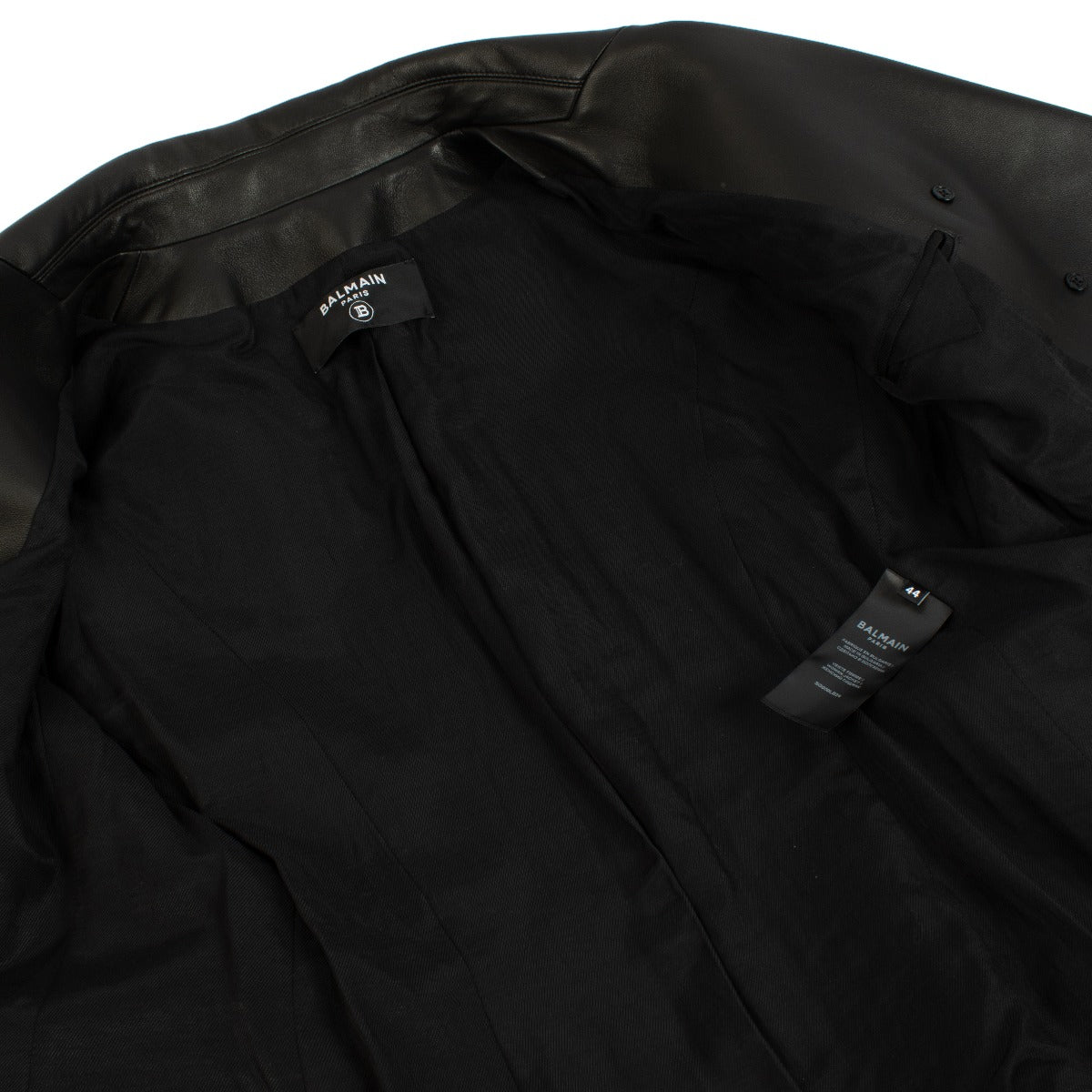 Balmain Black Leather Blazer - Size FR44