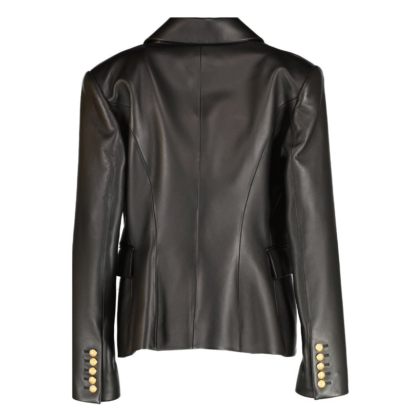 Balmain Black Leather Blazer