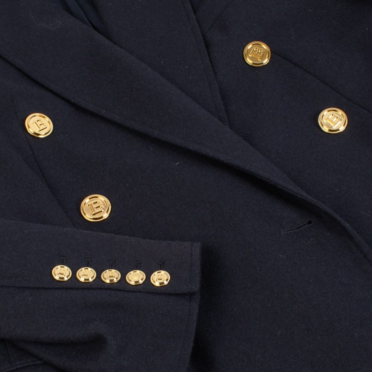 Balmain Blue Double-breasted Wool Coat - Size 38