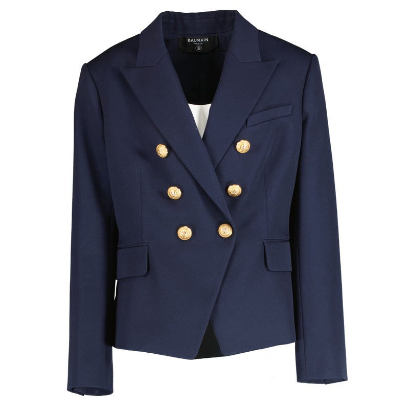 Balmain Blue Wool Double-breasted Jacket
