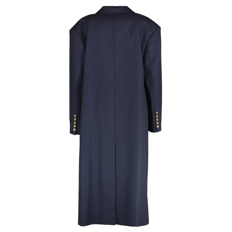 Balmain Blue Double-breasted Wool Coat