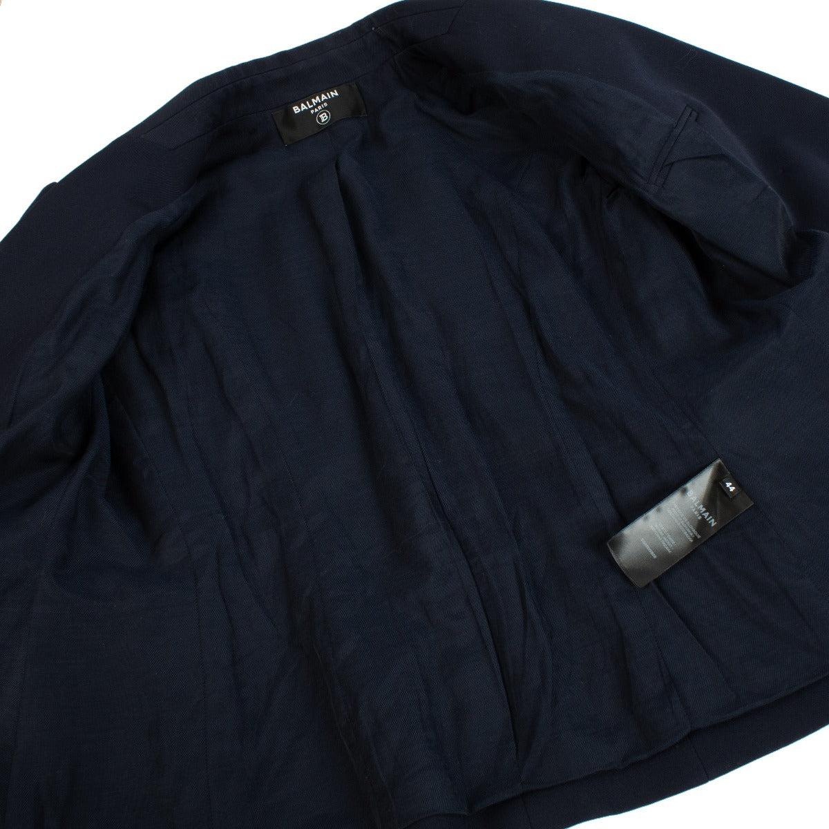 Balmain Blauwe Dubbelrijige Jas van Wol - Maat FR44