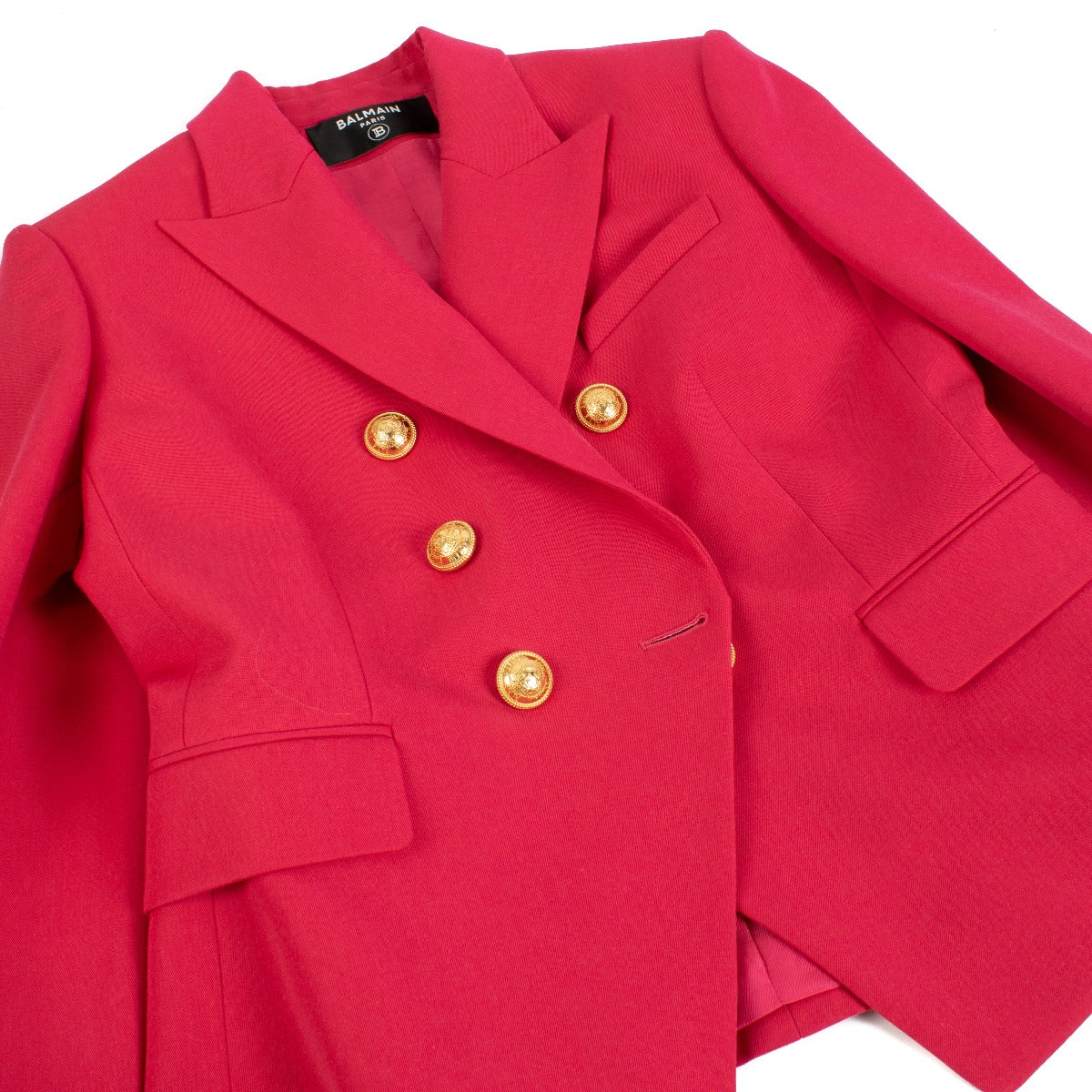 Veste Balmain rose en laine à double boutonnage - Taille FR44
