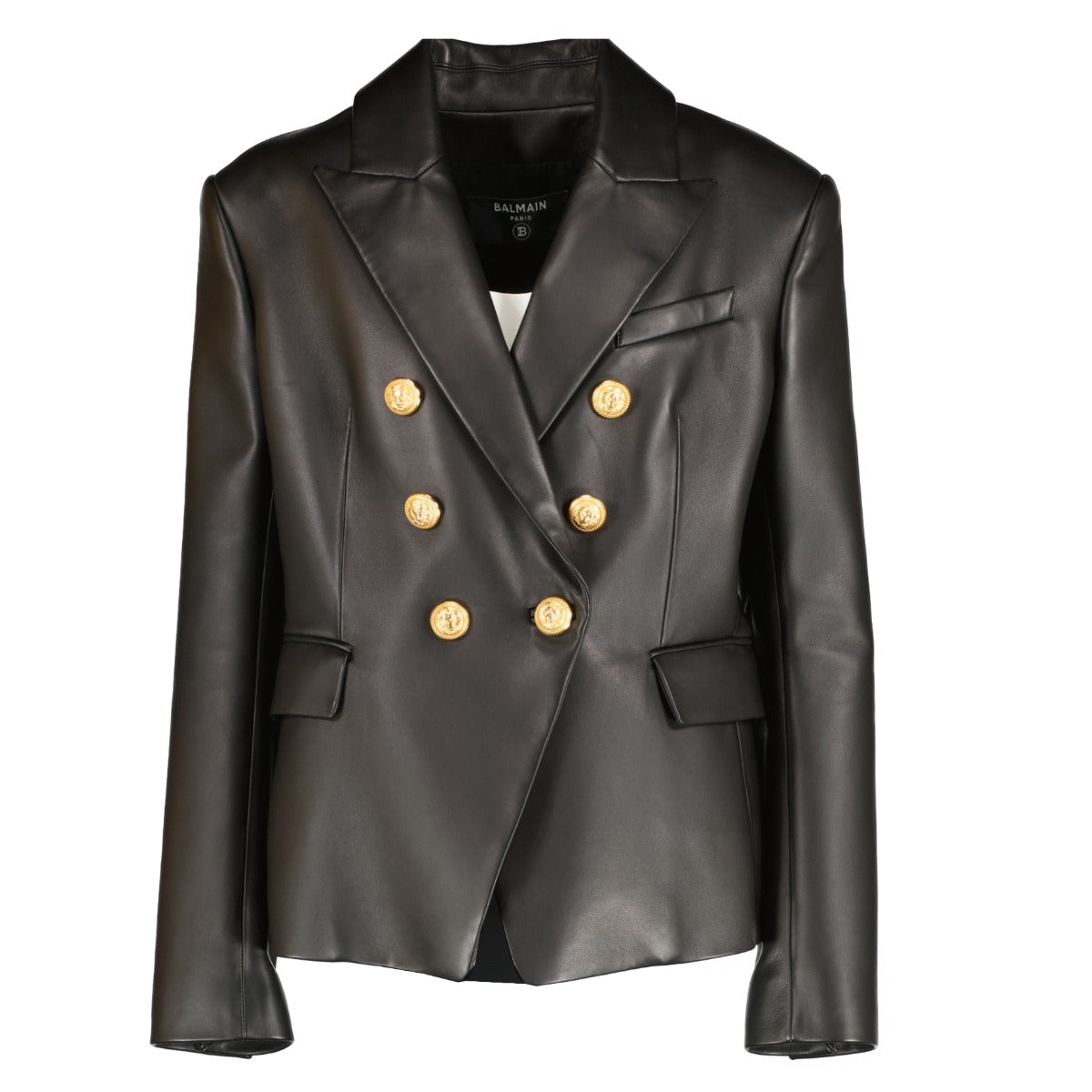 Balmain Black Leather Blazer