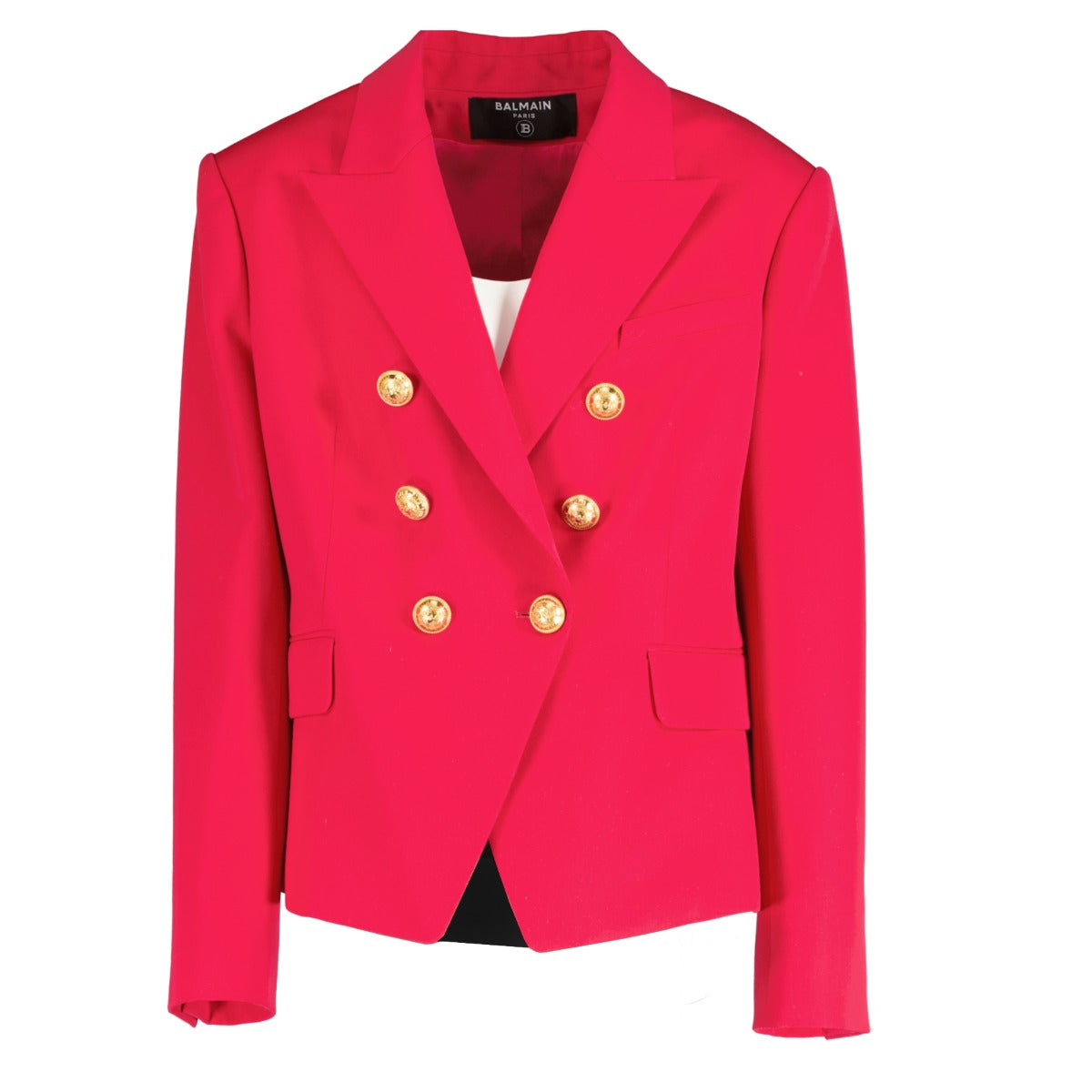 Balmain Pink Wool Double-breasted Jacket Blazer