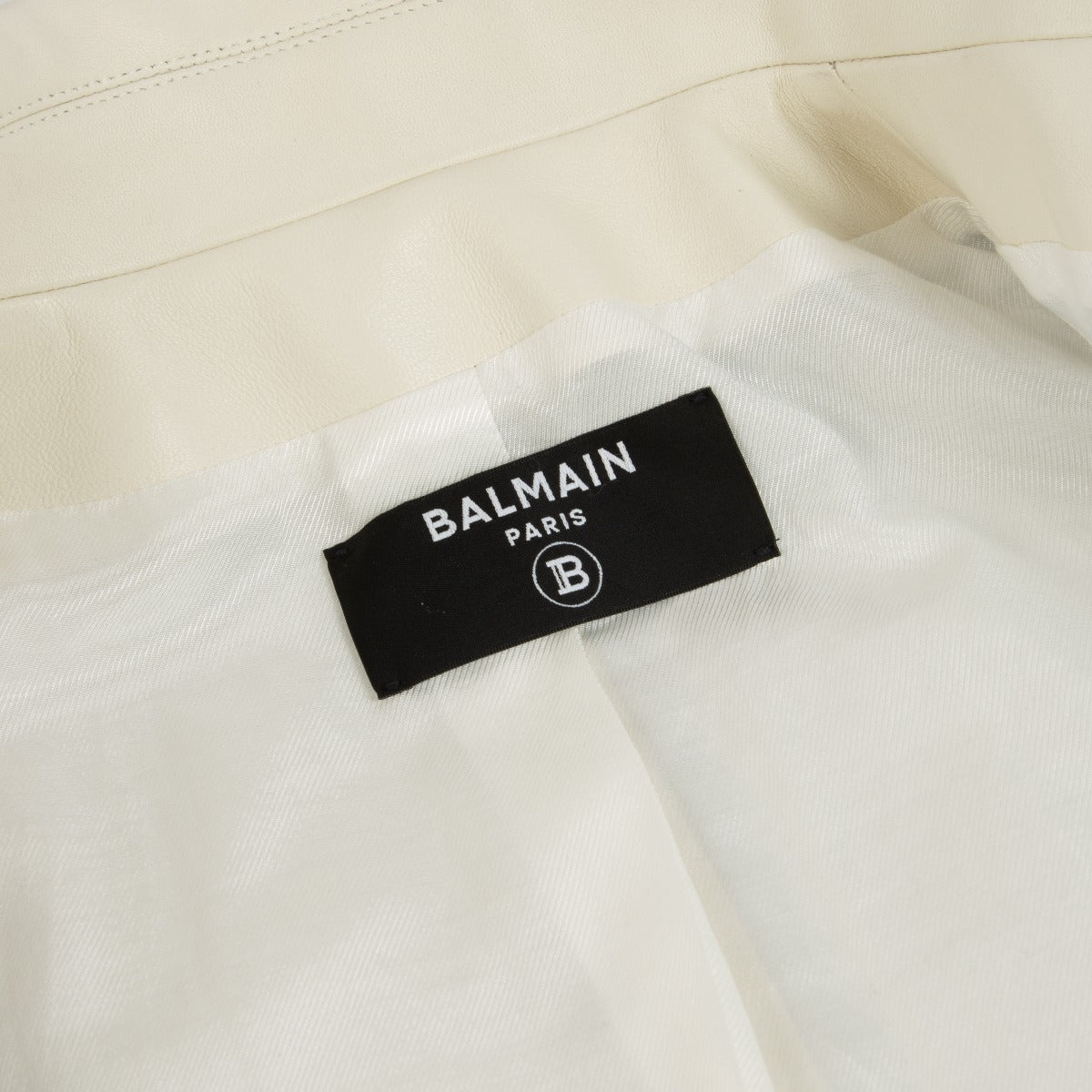 Balmain Cream Leather Classic 6 Button Jacket - Size FR44