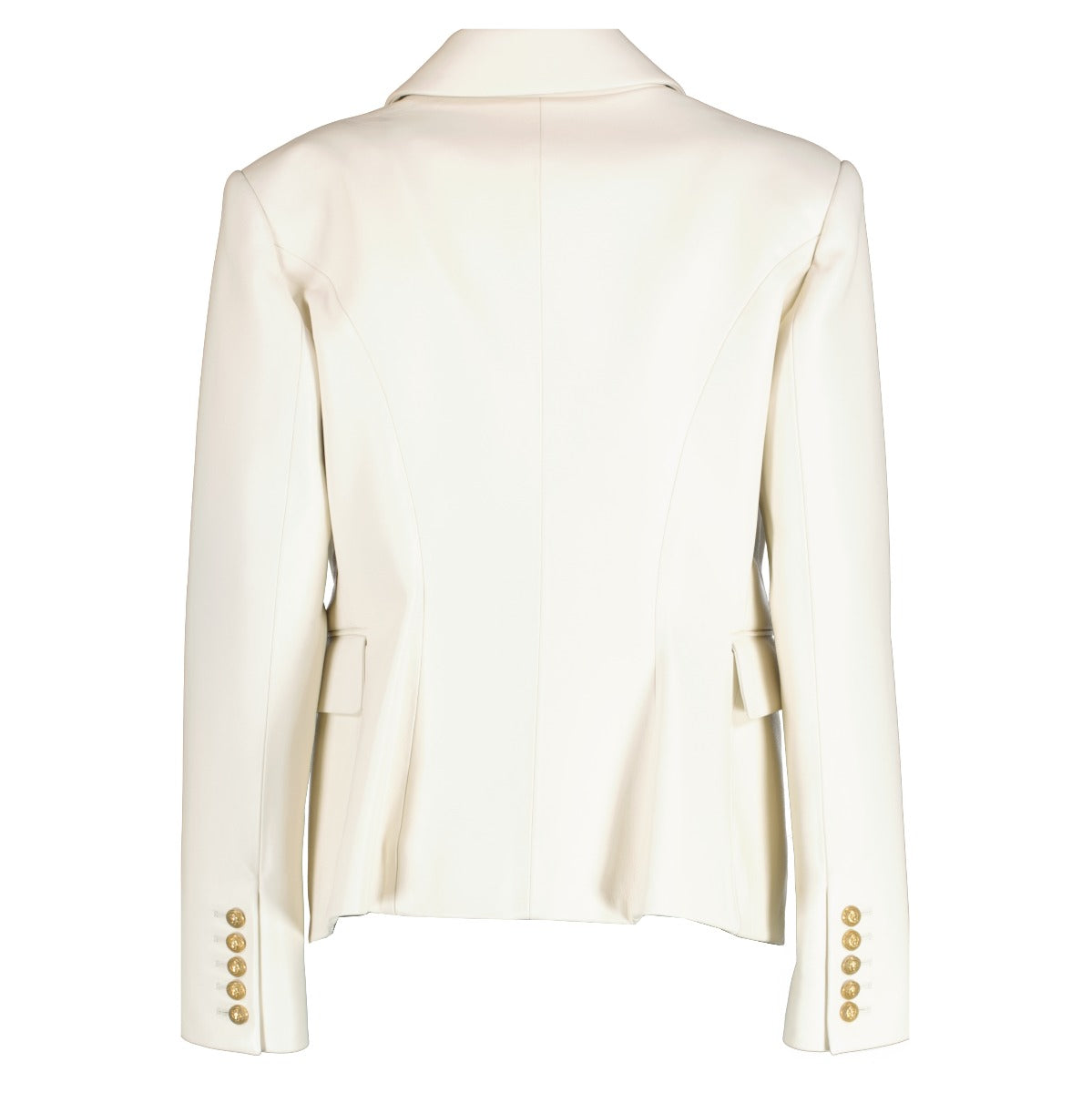 Balmain Cream Leather Classic 6 Button Jacket - Size FR44