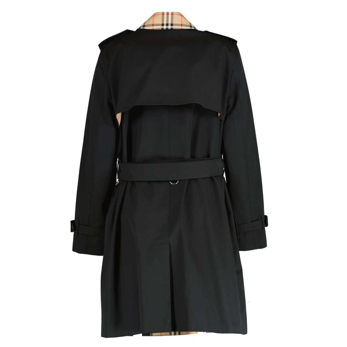 Trench-coat Burberry noir à carreaux - Taille UK10