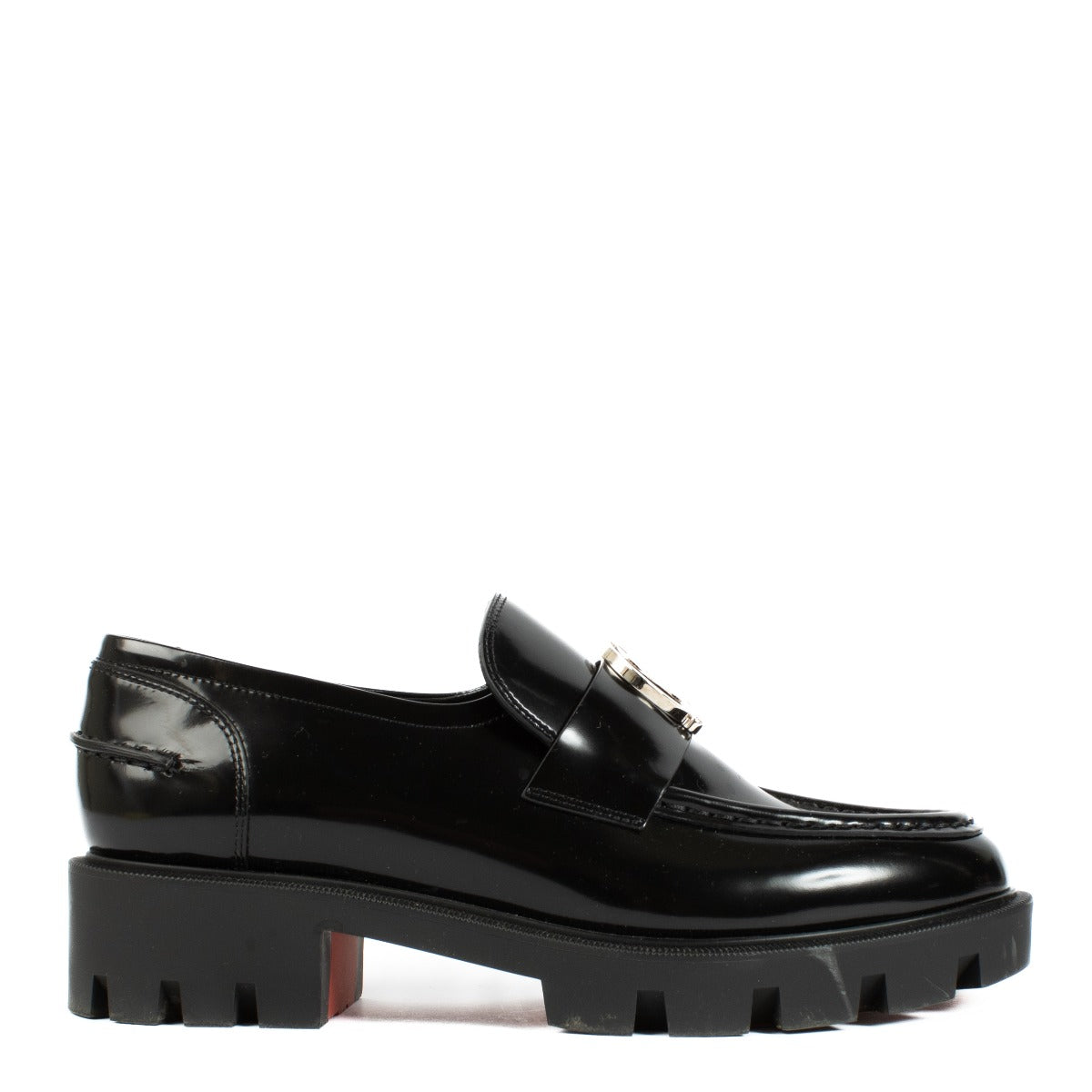 Christian Louboutin Black Loafers - Size 38, crafted from premium black leather with sleek lines and the iconic red sole, offering a stylish and luxurious design. Shop now on Labellov.com.