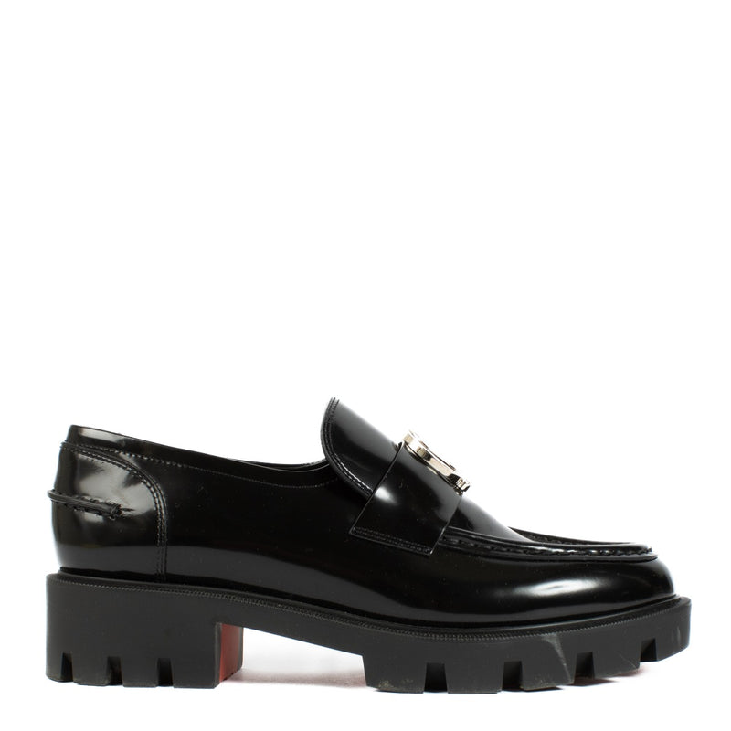 Christian Louboutin Black Loafers - Size 38, crafted from premium black leather with sleek lines and the iconic red sole, offering a stylish and luxurious design. Shop now on Labellov.com.