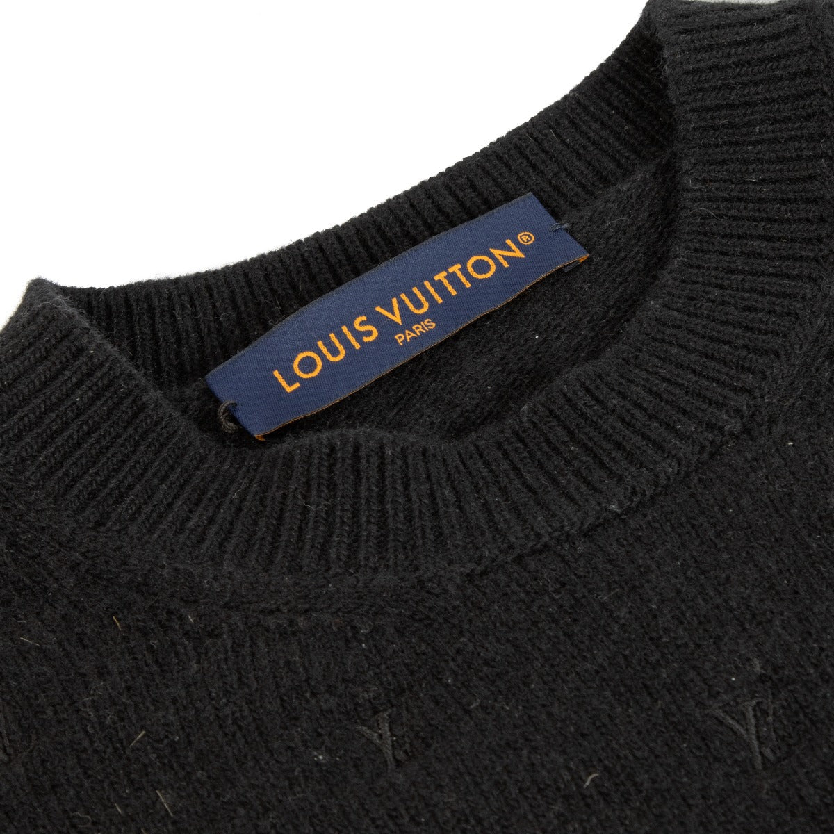 Louis Vuitton Zwarte Wollen Initials Trui - Maat S