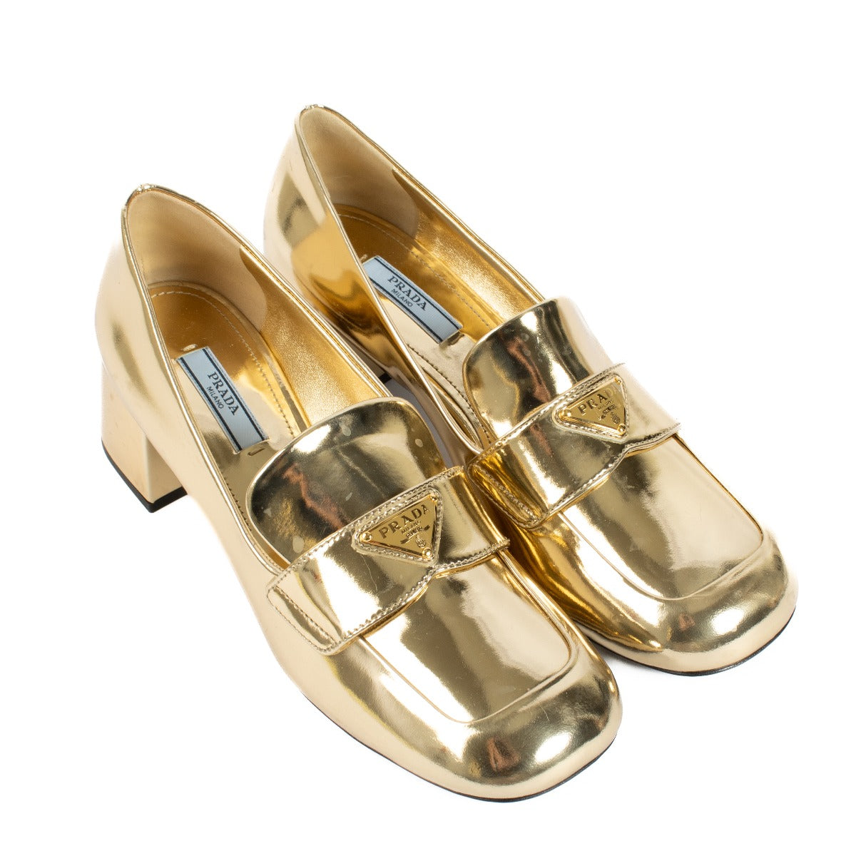 Escarpins mocassins dorés Prada - Taille 38