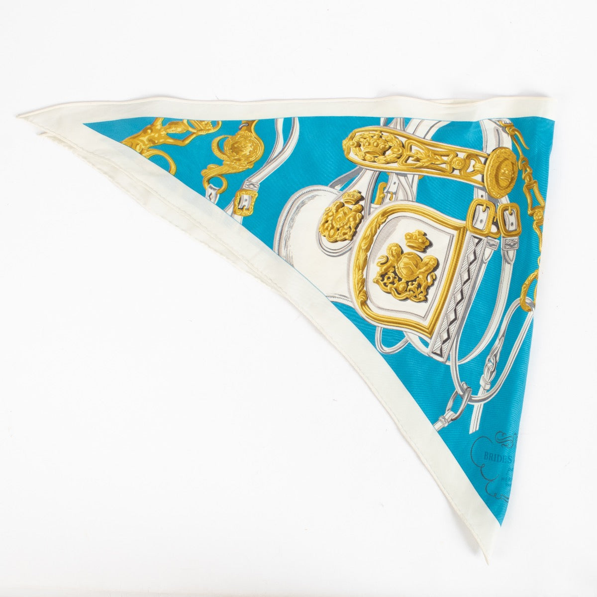 Authentic Second Hand Hermès Blue Triangle Brides de Gala Scarf on Labellov.com