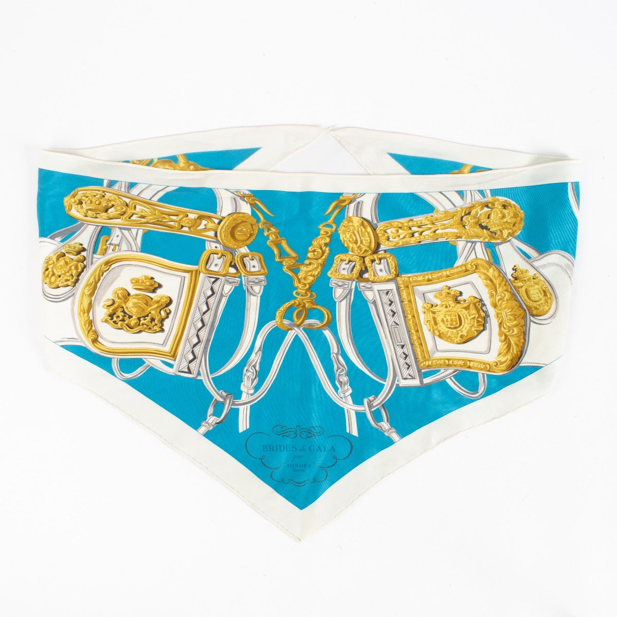 Authentic Second Hand Hermès Blue Triangle Brides de Gala Scarf on Labellov.com