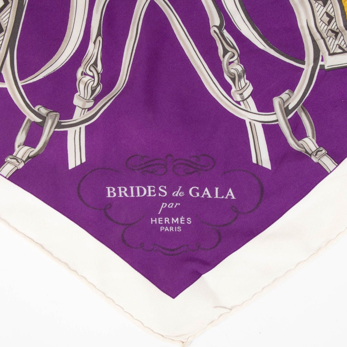 Authentic pre-loved Hermès Purple Triangle Brides de Gala Scarf on Labellov.com