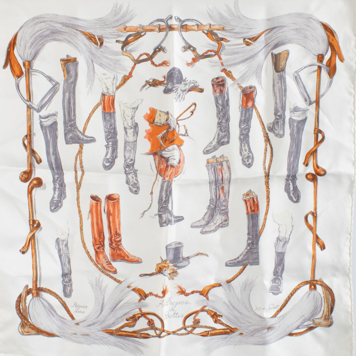 Hermès A Propos de Bottes 45 Gavroches Scarf