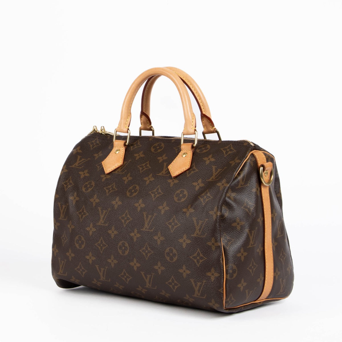 Authentic pre-loved Louis Vuitton Brown Monogram Canvas Speedy Bandoulière 30 Top Handle Bag on Labellov.com
