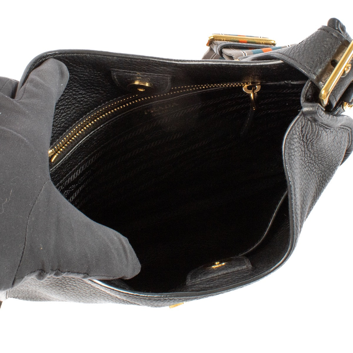 shop 100% authentic second hand Prada Black Daino Crossbody Bag on Labellov.com