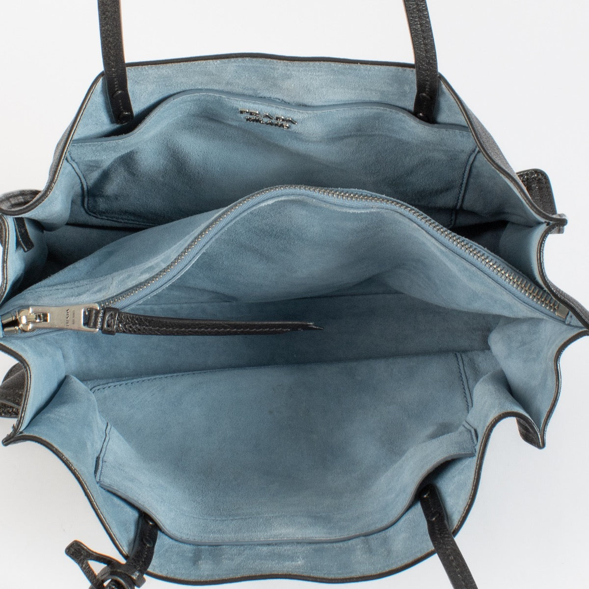 Sac cabas Prada Etiquette petit format en veau glacé noir