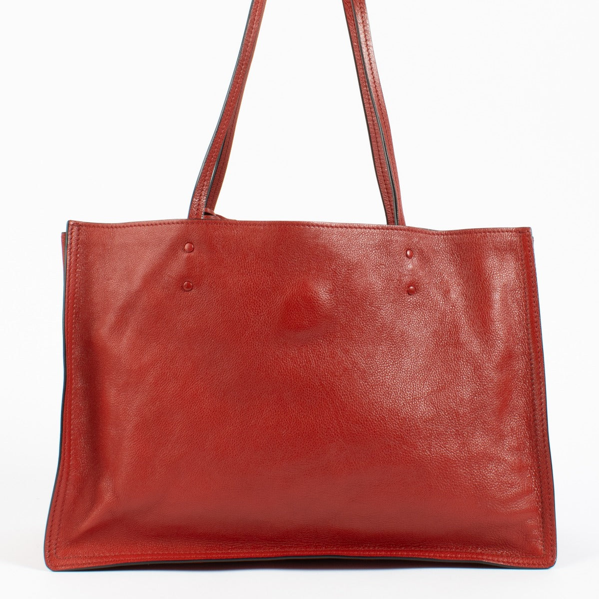 Prada Red Glace Calf Etiquette Small Tote Bag