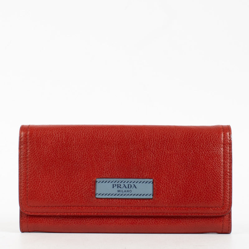 Authentic Second Hand Prada Red Etiquette Long Wallet on Labellov.com